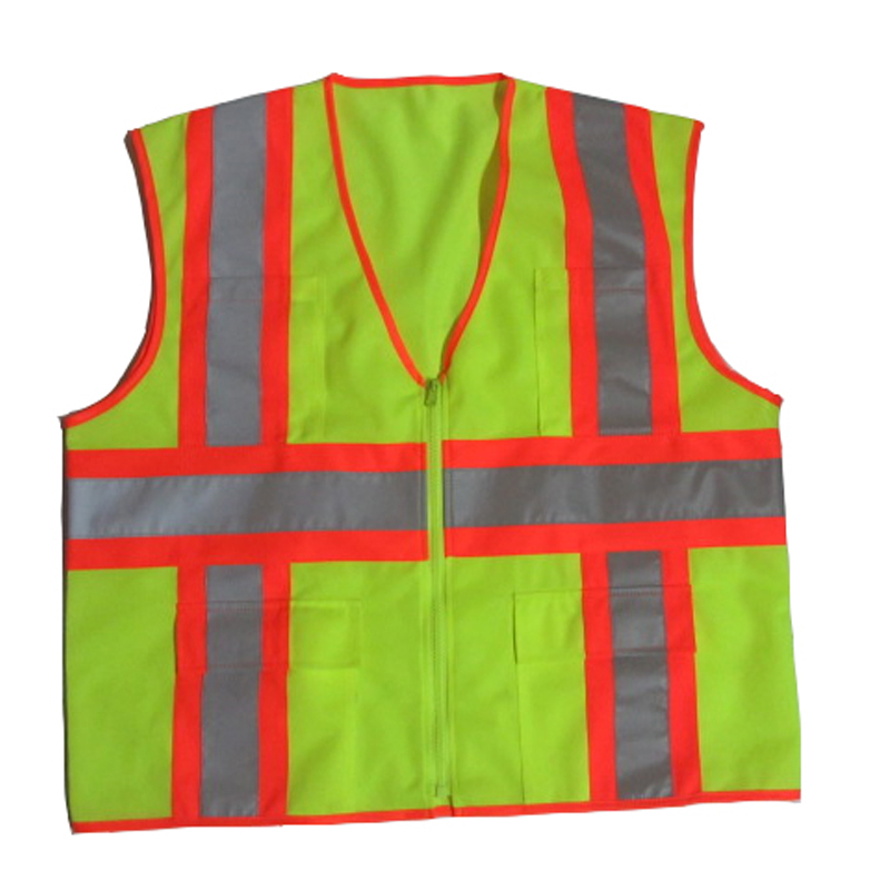 construction class 2 high visibility contrast vest with pockets