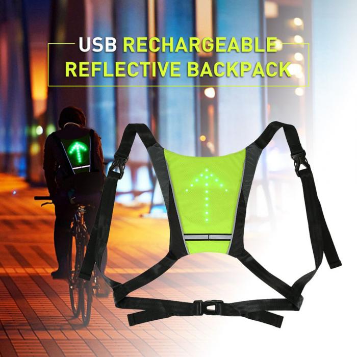 Cycling Bicycle LED Wireless Safety Turn Signal Light Vest for Riding Night Guiding